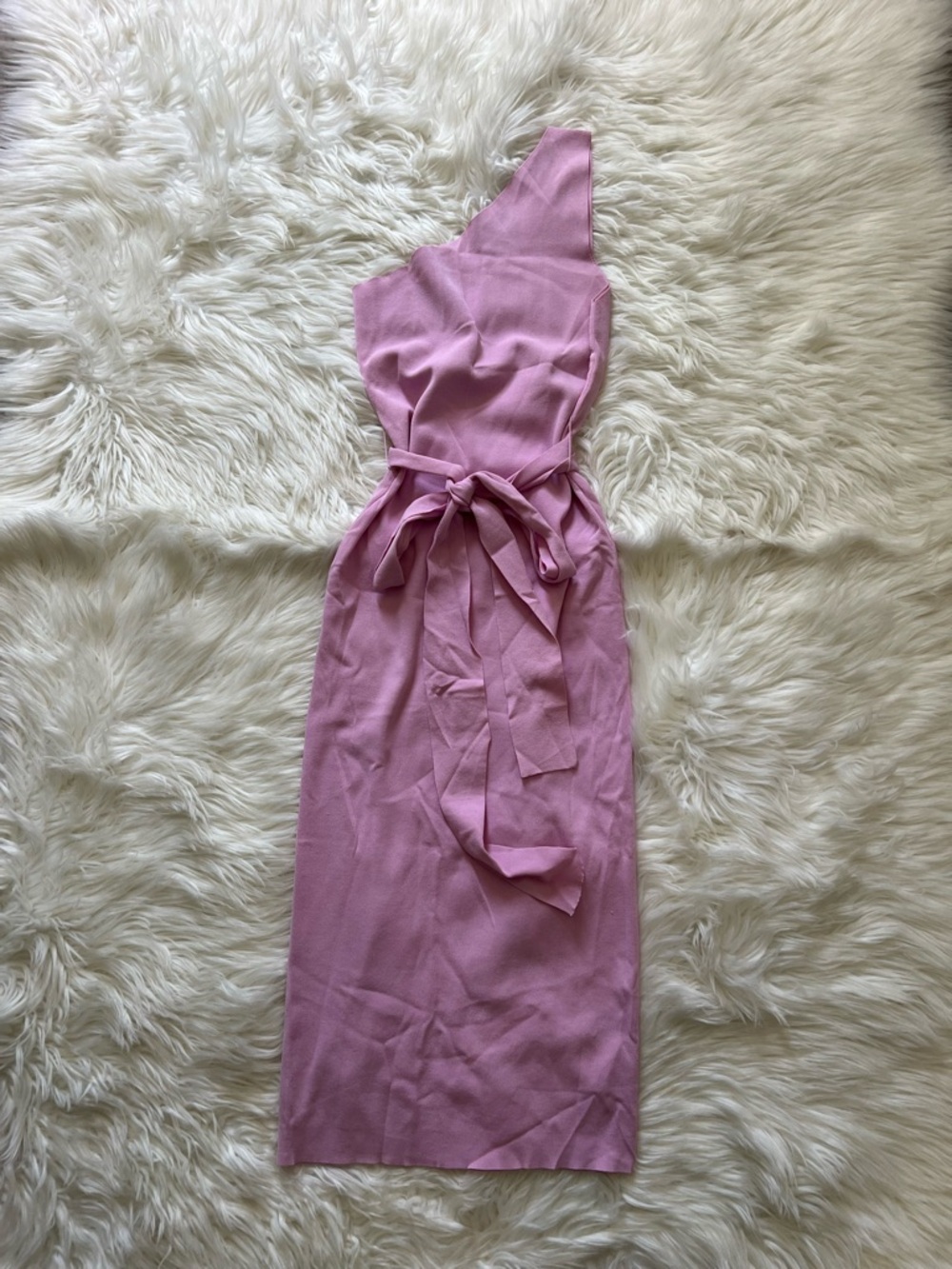 Vici One-Shoulder Mauve Pink Dress with Waist Tie